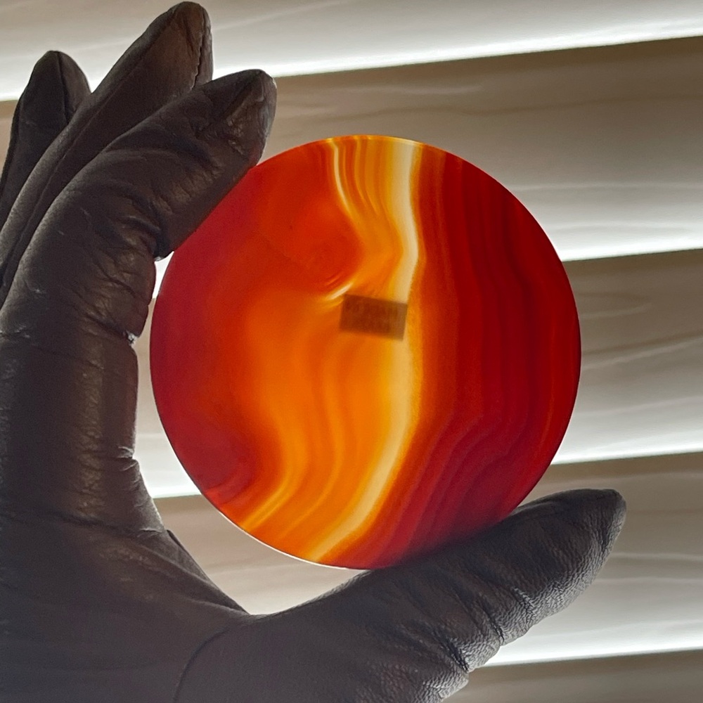 Elegant Agate Art Piece - Carnelian Hand carved coaster/display piece